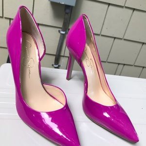 Jessica Simpson 7.5 patent pumps Bermuda pink